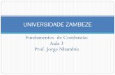 UNIVERSIDADE ZAMBEZEnhambiu.uem.mz/wp-content/uploads/2012/11/FComb_Aula-3.pdf · 2013. 4. 18. · 9 Prof. Jorge Nhambiu Onde k o é o factor pré-exponencial e E a energia de activação