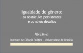 os obstáculos persistentes e os novos desafios - ABC · 2019. 6. 3. · Flávia Biroli Instituto de Ciência Política –Universidade de Brasília Igualdade de gênero: os obstáculos