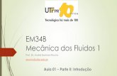 EM34B Mecânica dos Fluidos 1 - Páginas Pessoais - UTFPRpaginapessoal.utfpr.edu.br/.../arquivos/Aula_01_Parte_II.pdf · 2021. 7. 16. · Aula 01 Introdução 7 Duas Classes de Fluidos: