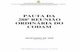 PAUTA DA 288ª REUNIÃO ORDINÁRIA DO CODAM