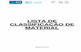 LISTA DE CLASSIFICAÇÃO DE MATERIAL - Rio de Janeiro