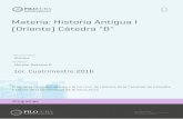 Materia: Historia Antigua I (Oriente) Cátedra B