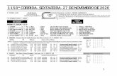 1158ª CORRIDA - SEXTA-FEIRA - 27 DE NOVEMBRO DE 2020