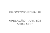 PROCESSO PENAL III APELA‡ƒO â€“ ART. 593 A 603, CPP