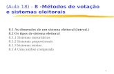 1 8.1 As dimensµes de um sistema eleitoral (introd.) 8.2 Os tipos de sistema eleitoral 8.1.1 Sistemas maioritrios 8.1.2 Sistemas proporcionais 8.1.3 Sistemas